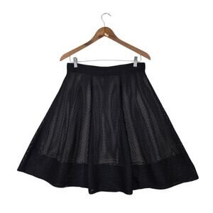 Le Chateau Full Swing Skirt sz 10 Black Open Knit Nude Lined NEW